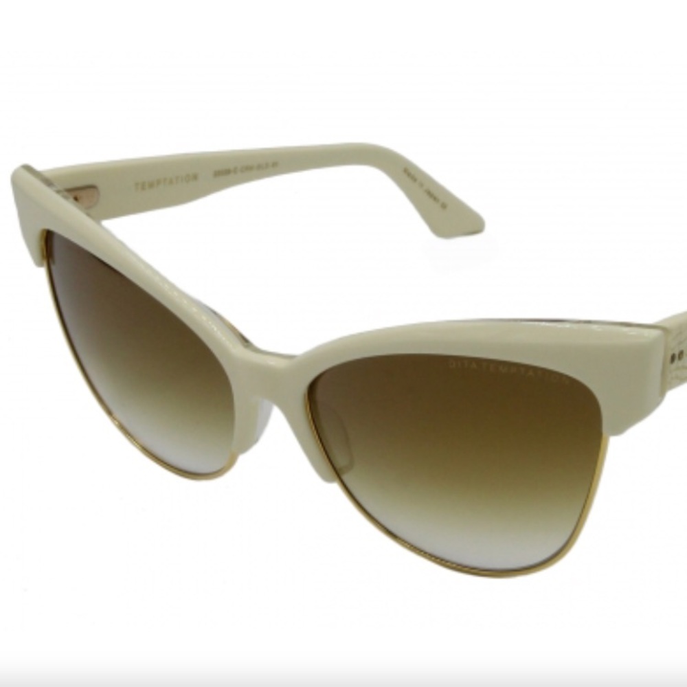 DITA TEMPTATION Cream Cateye Sunglasses 18K Gold